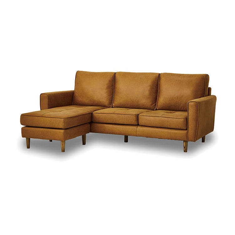 コンパクトなお部屋でも快適な本格カウチソファ。カラー:キャメル
