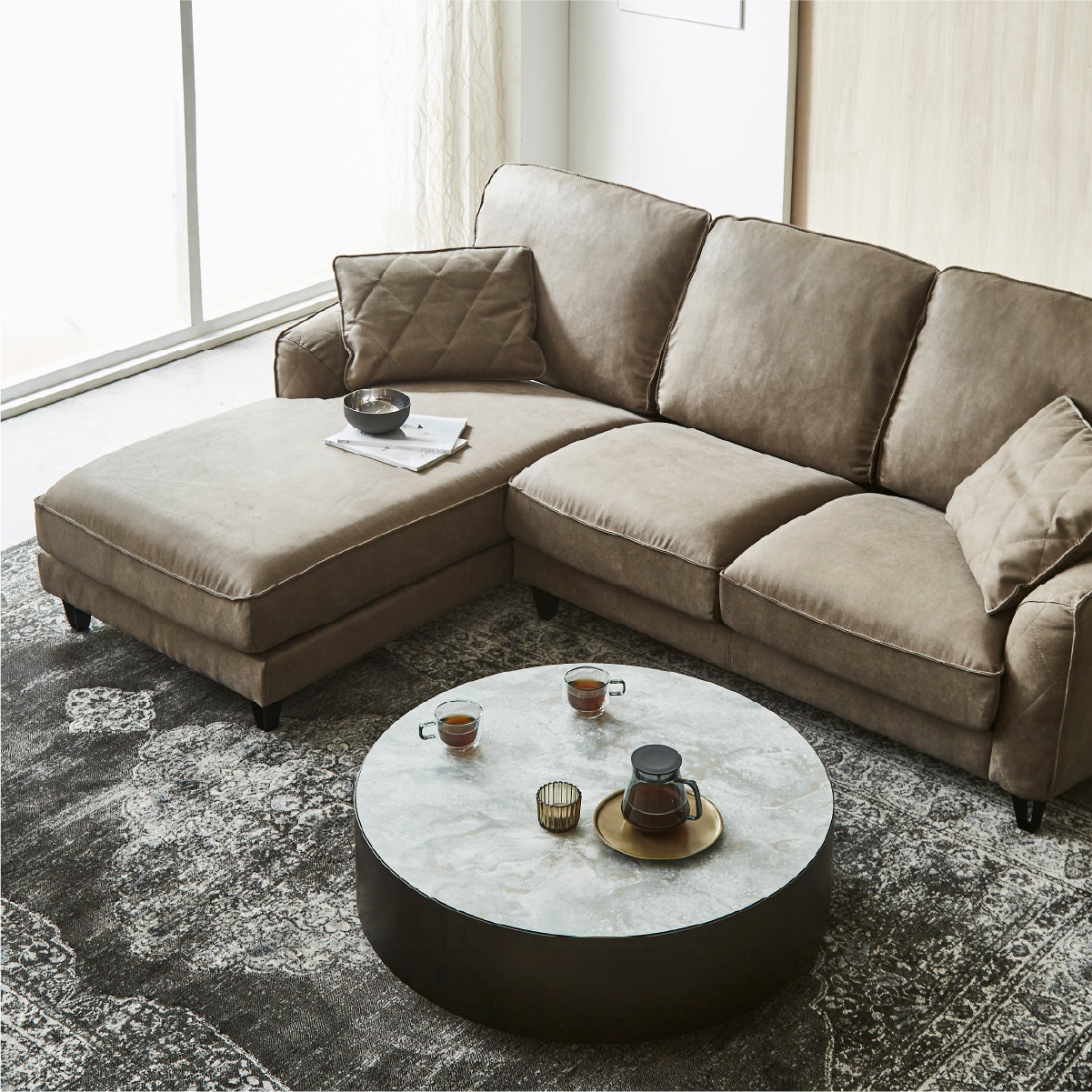 コロンバスⅡ 右ビッグカウチソファ 幅250cm