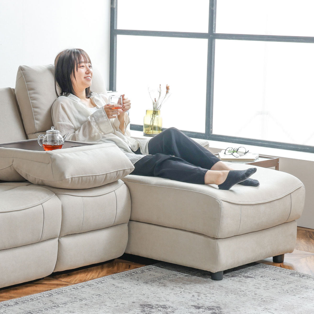 ジャグ 左電動カウチソファ 幅195cm