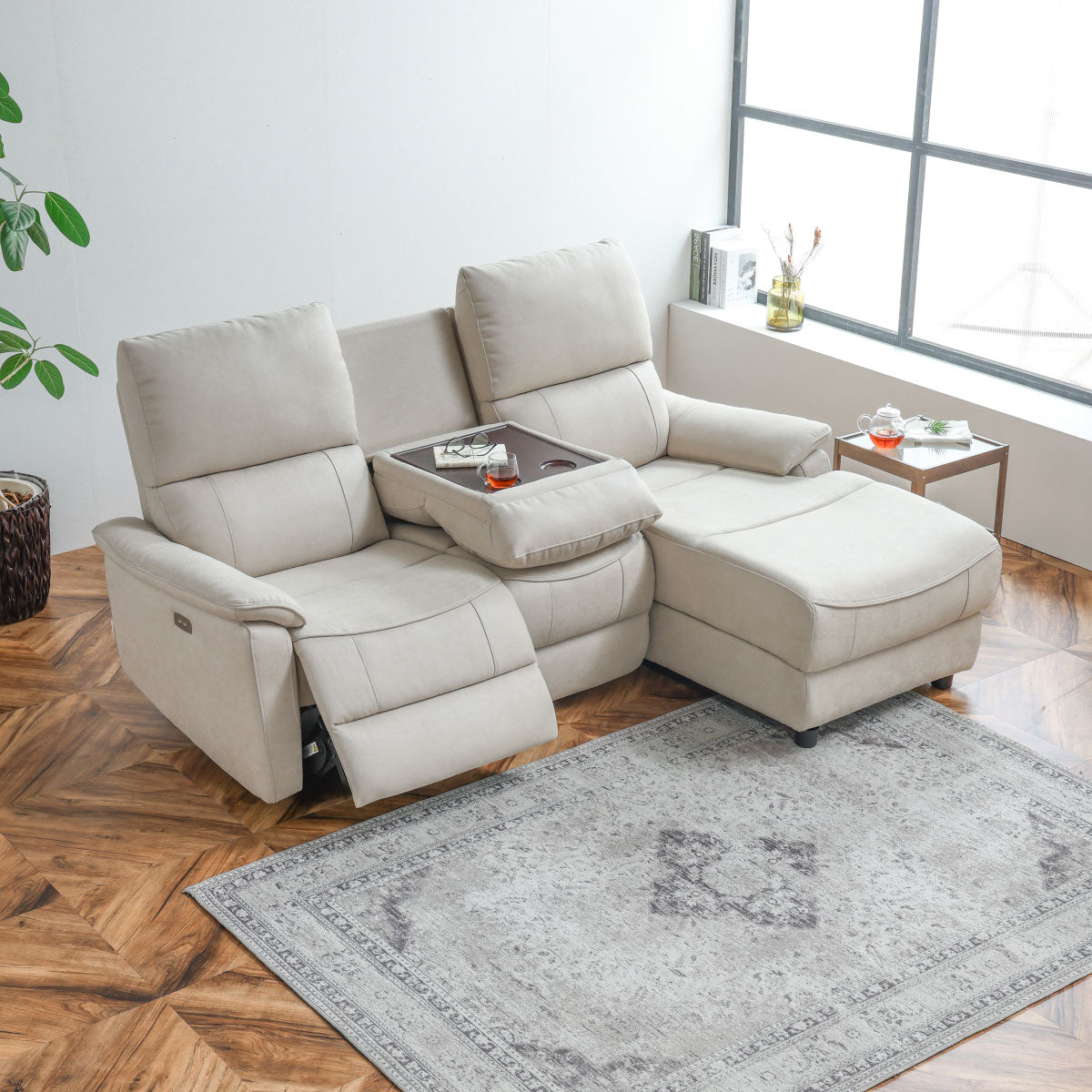 ジャグ 左電動カウチソファ 幅195cm