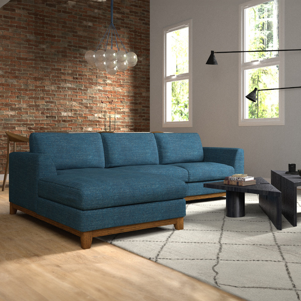 ブリスト 右スモールカウチソファ 幅219cm