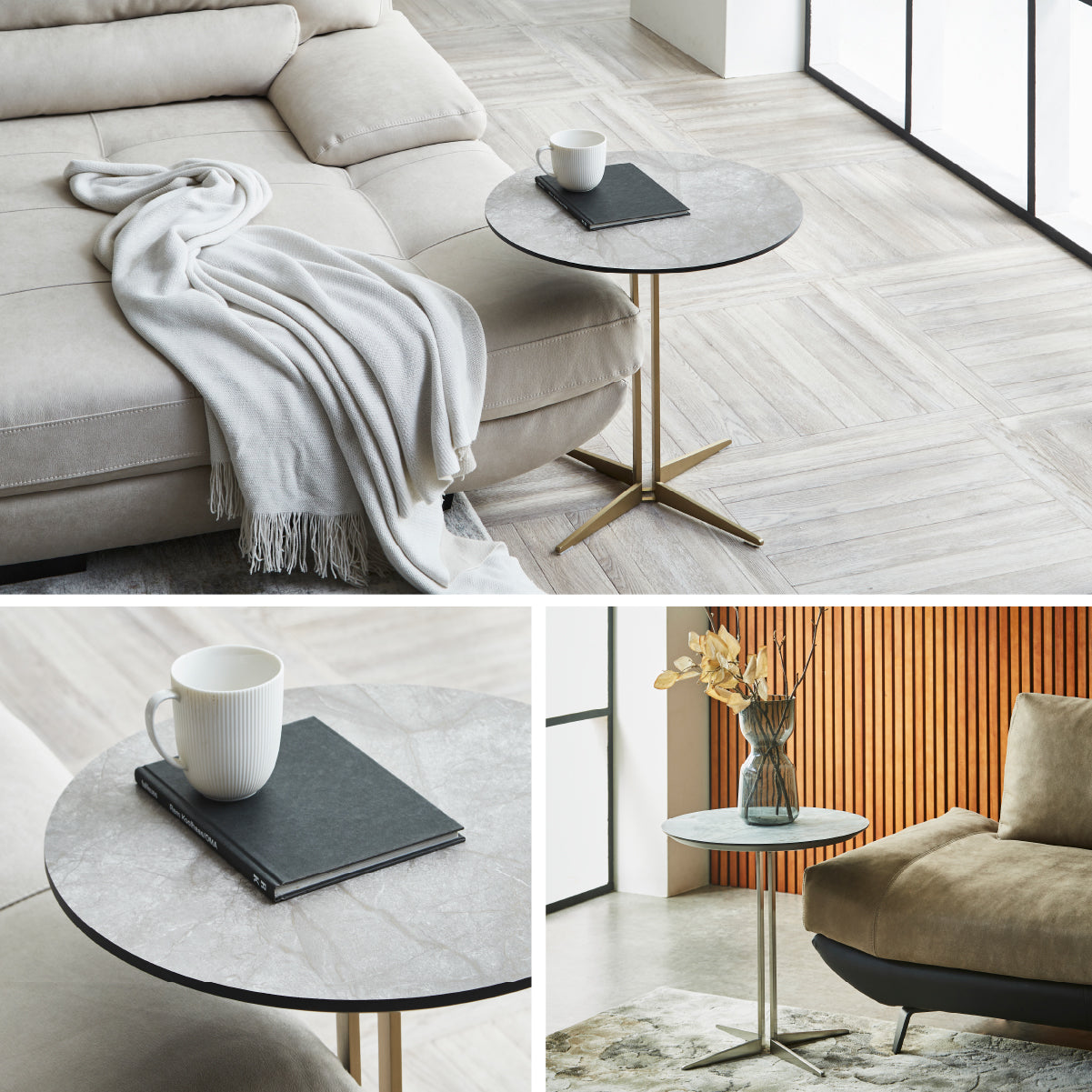 イタレーヌ サイドテーブル ラウンド脚