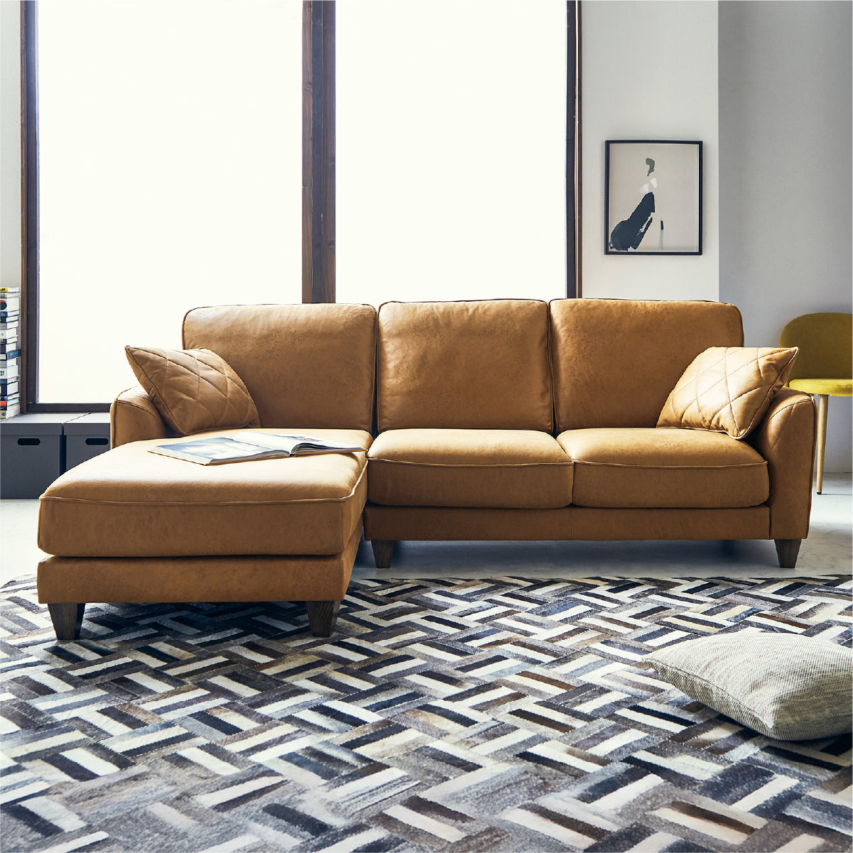 コロンバスⅡ 右カウチソファ 幅219cm