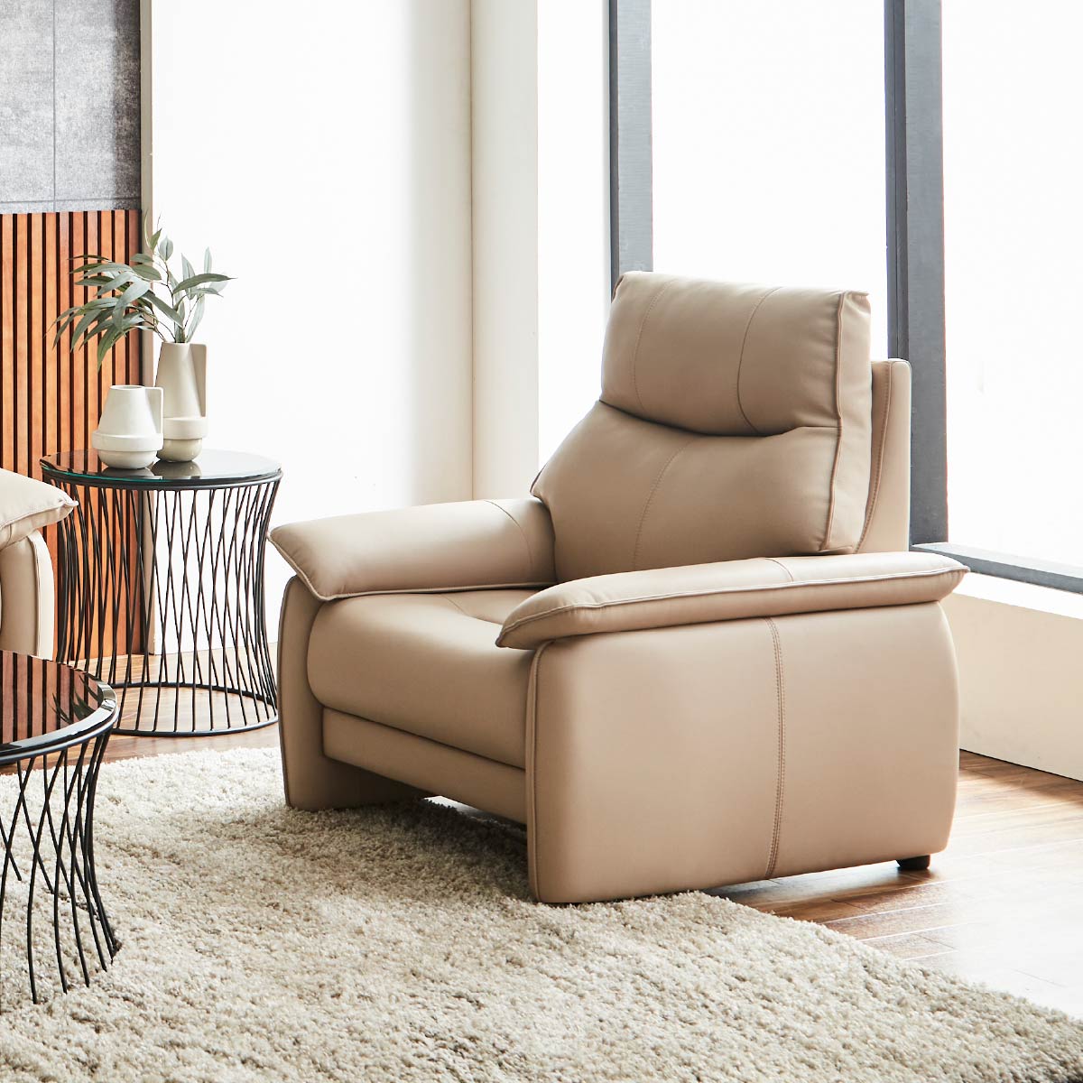 ルーシェ 1人掛けソファ 幅82cm ファインレザーテックス