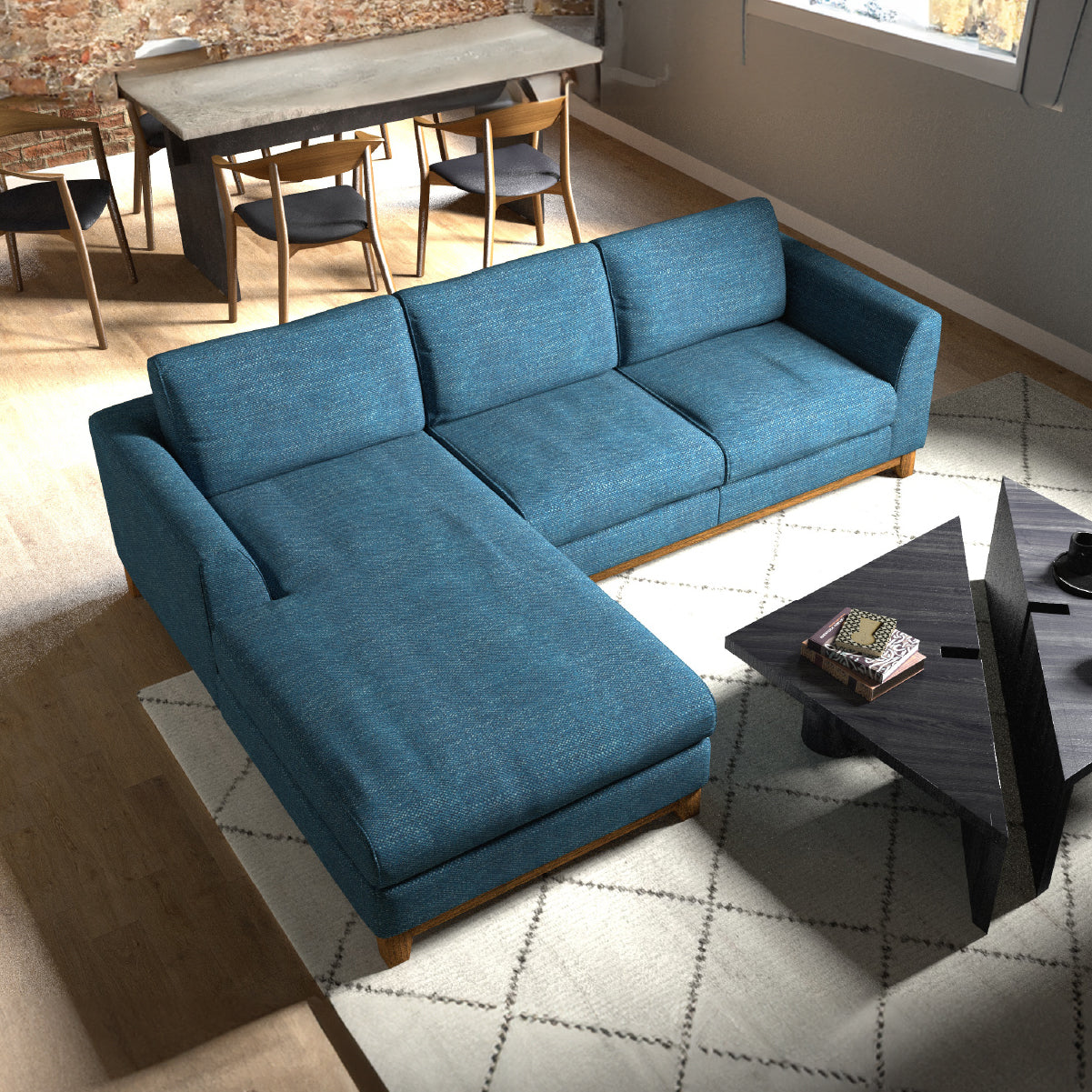 ブリスト 右スモールカウチソファ 幅219cm