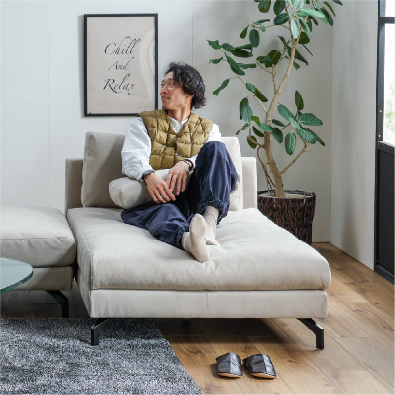 グラシエーロ シェーズソファ幅100cm