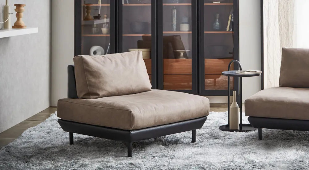 1人掛けソファ ベージュ リラックス INDOORPLUS公式/ソファー おしゃれ