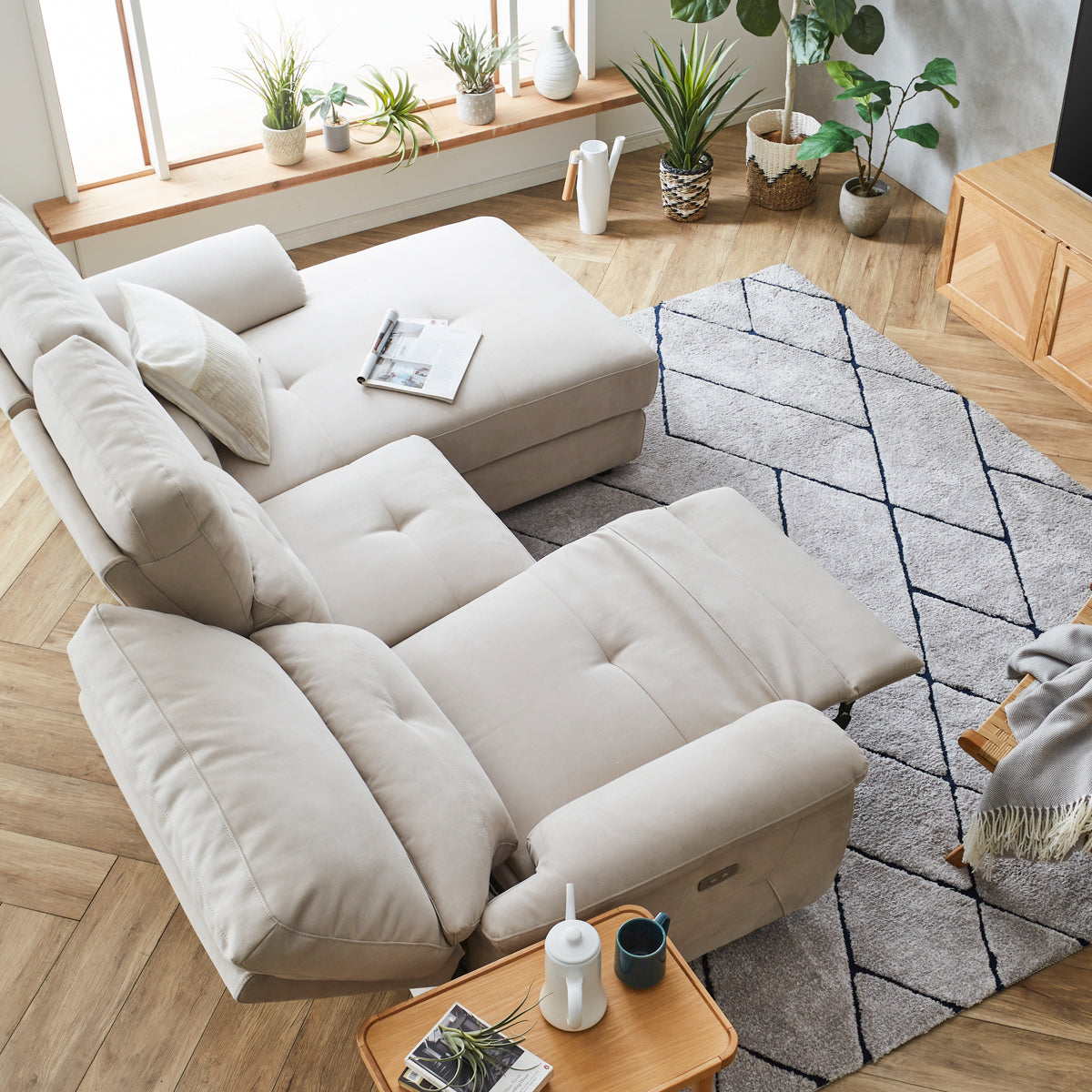 ドラゴ　左スモールカウチソファ　幅219cm