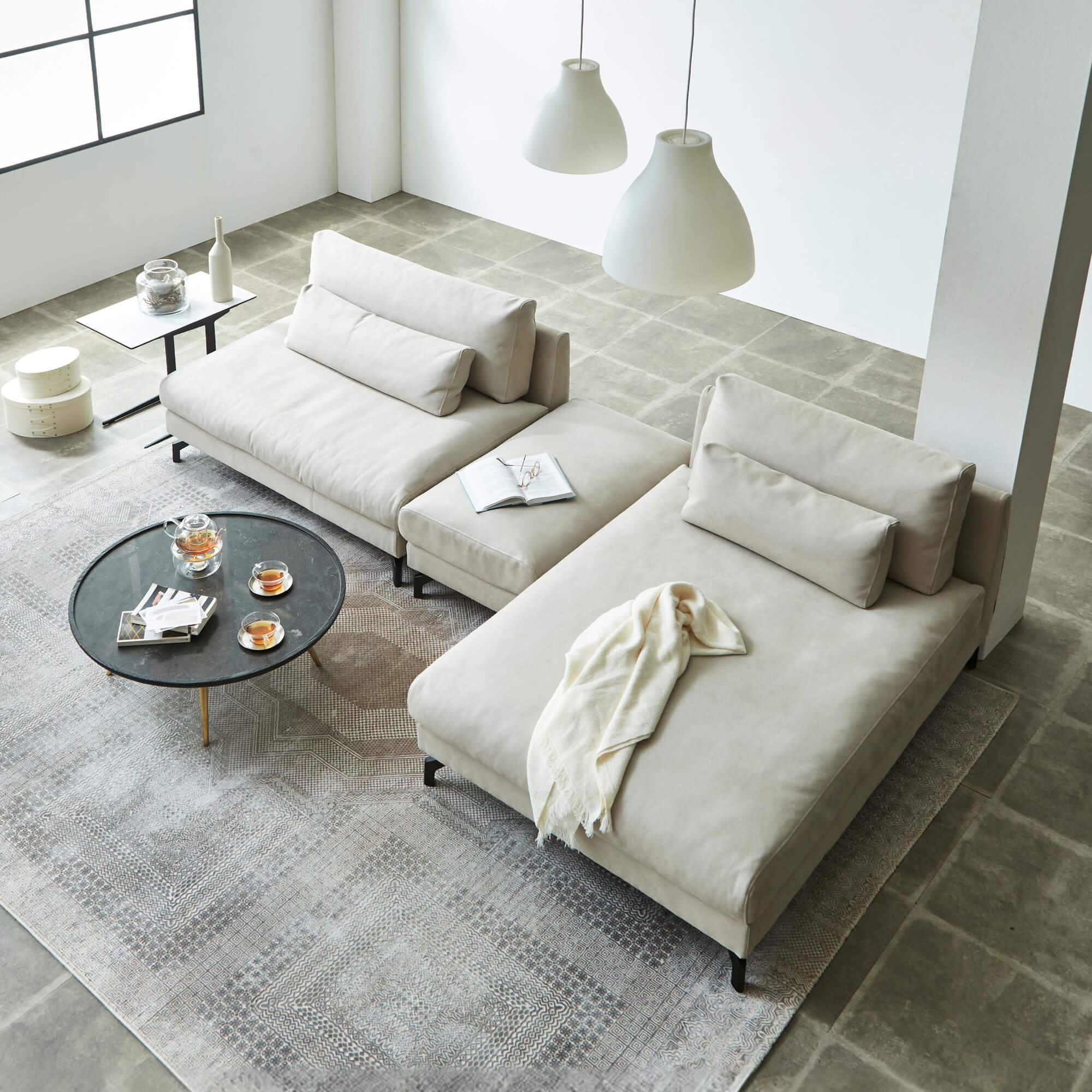 グラシエーロ　3点セット　1.5人掛け＆シェーズ＆オットマン