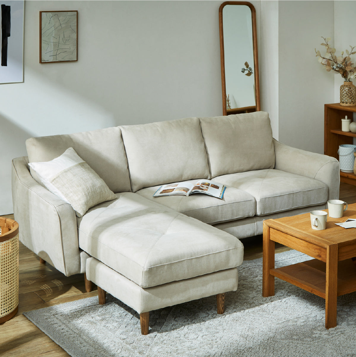 カローレ　カウチソファ　幅202cm