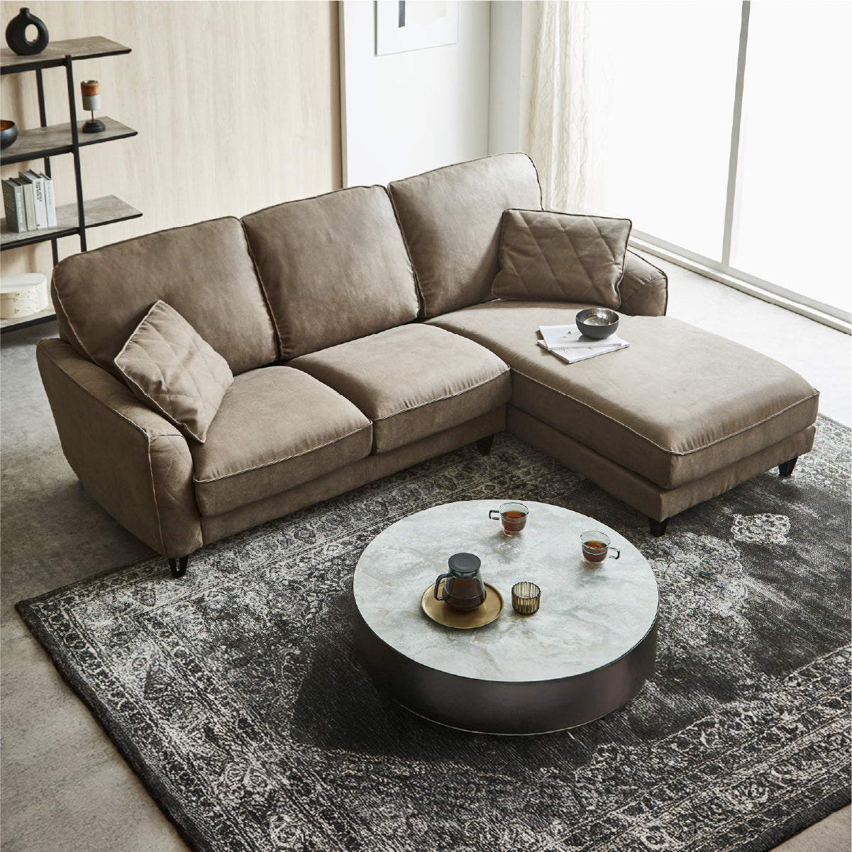 コロンバスⅡ　左カウチソファ　幅219cm