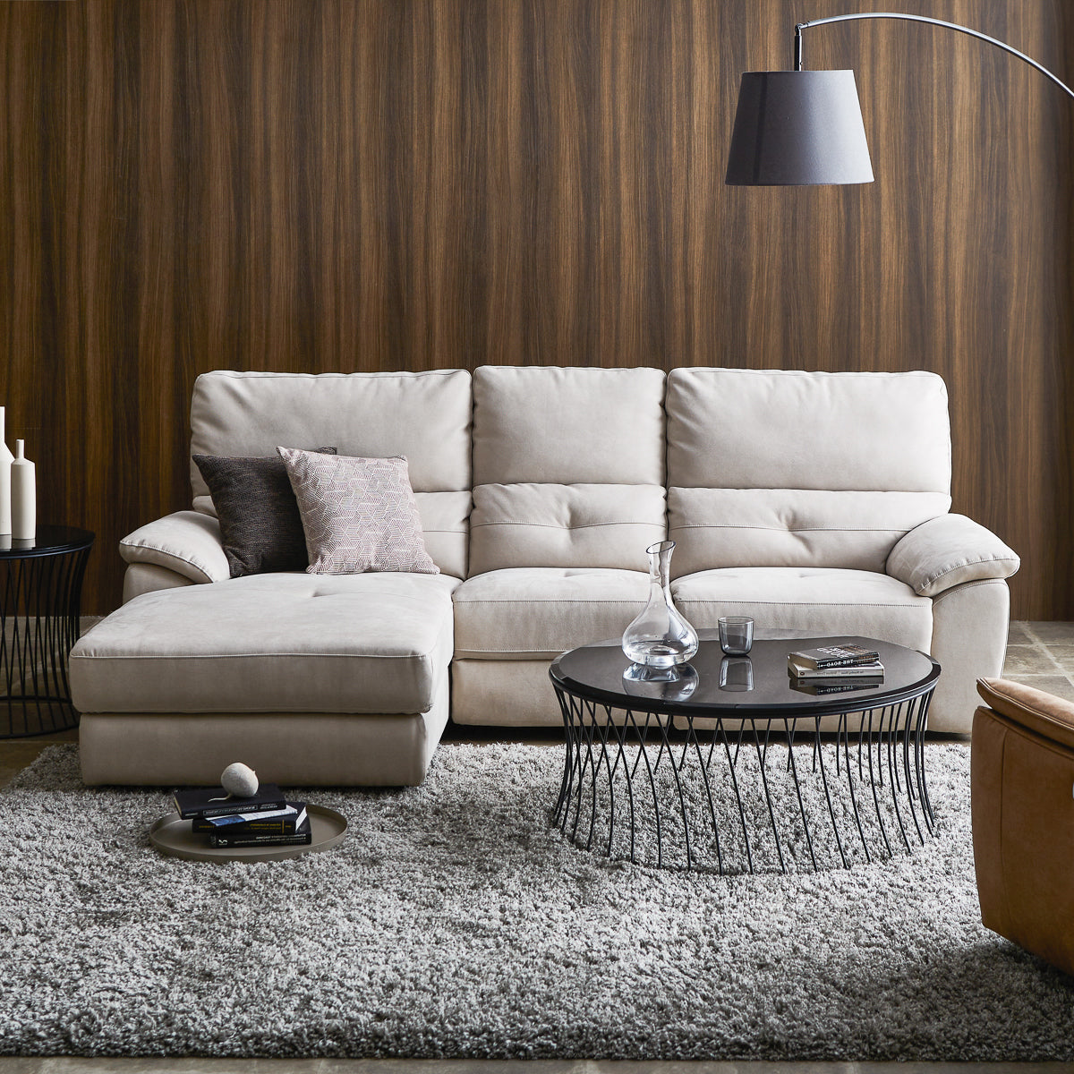 ドラゴ　右スモールカウチソファ　幅219cm