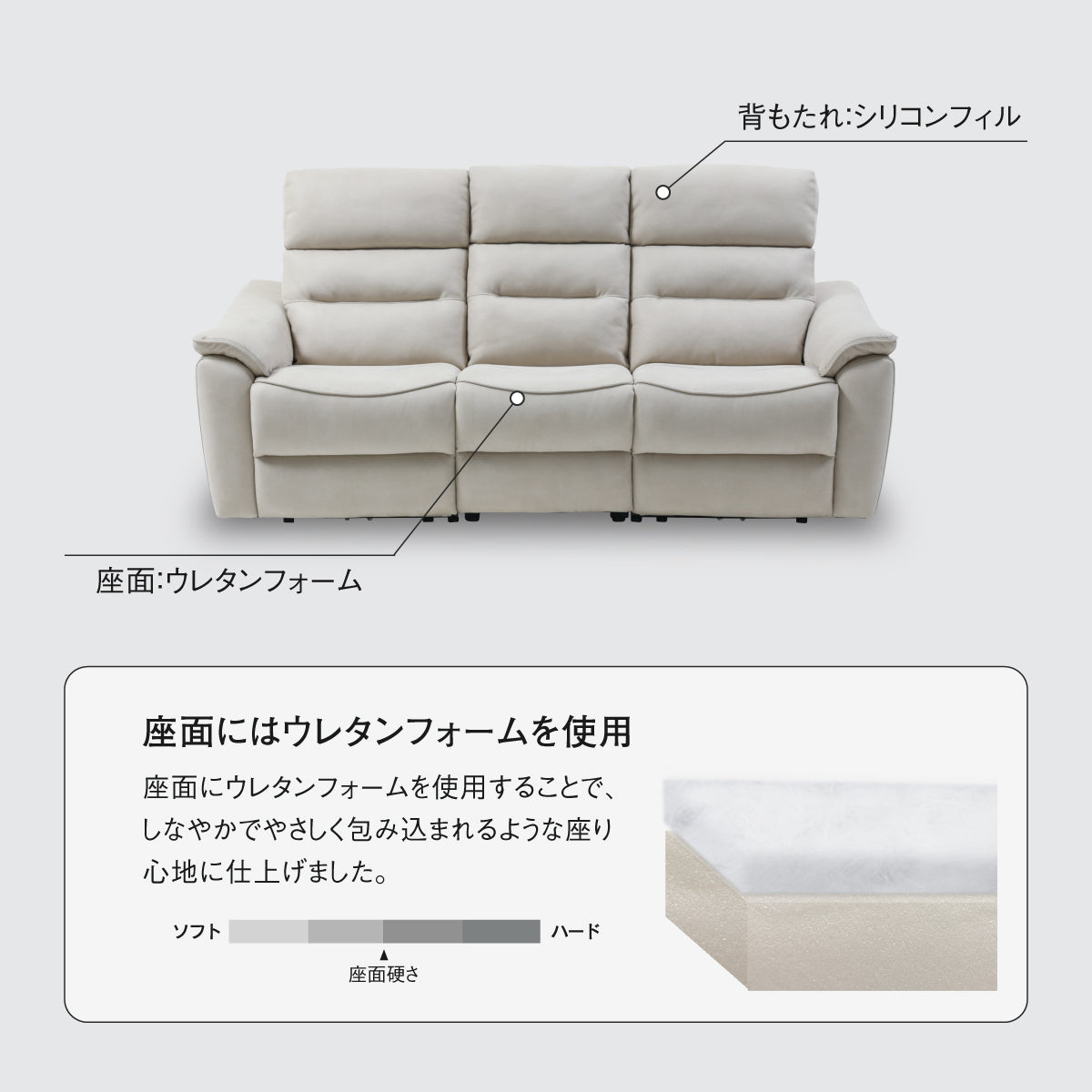 スパーダ　3人掛けソファ　幅190cm