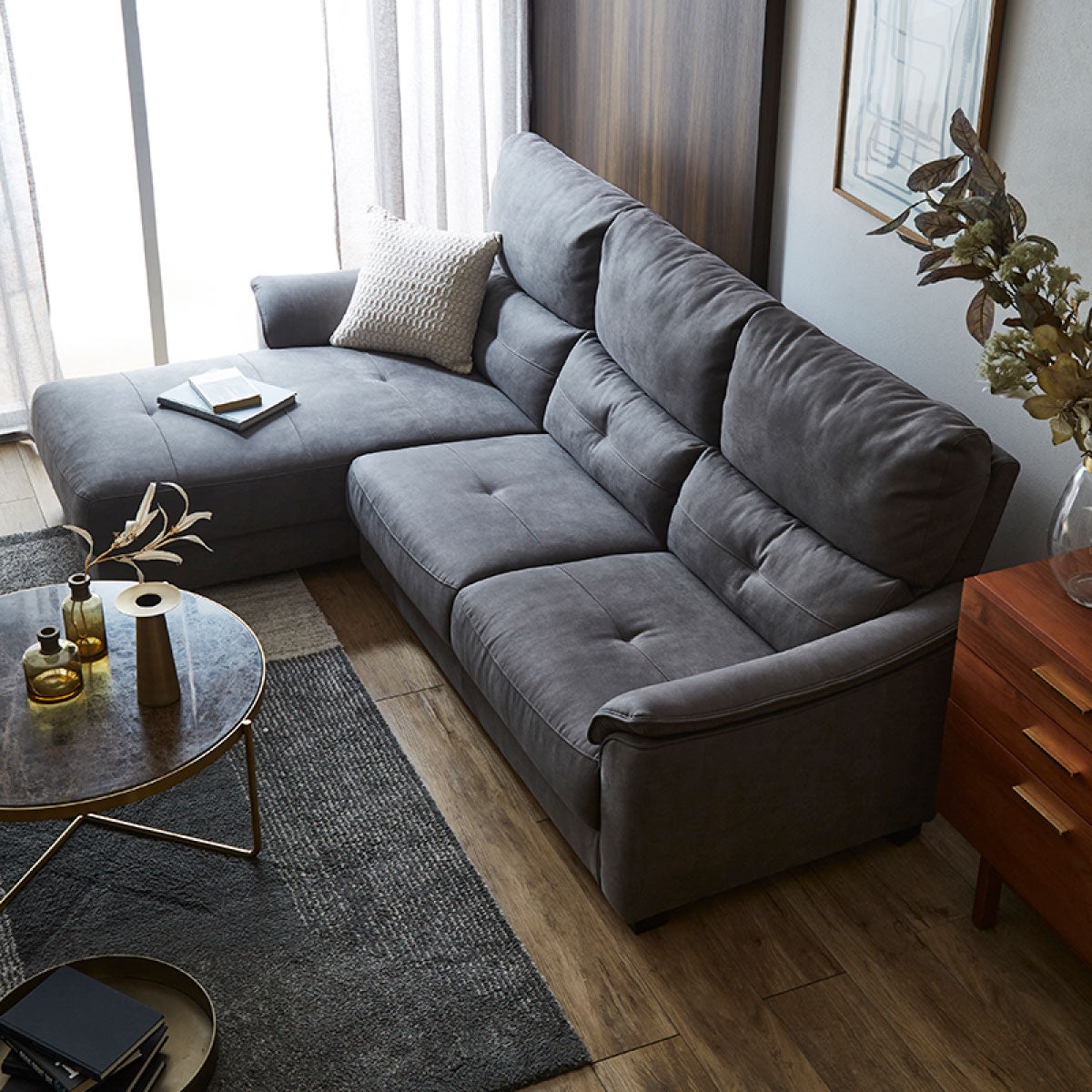 センプレ　右カウチソファ　幅241cm