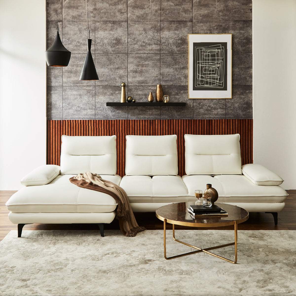 アレクス　カウチソファ　幅281cm