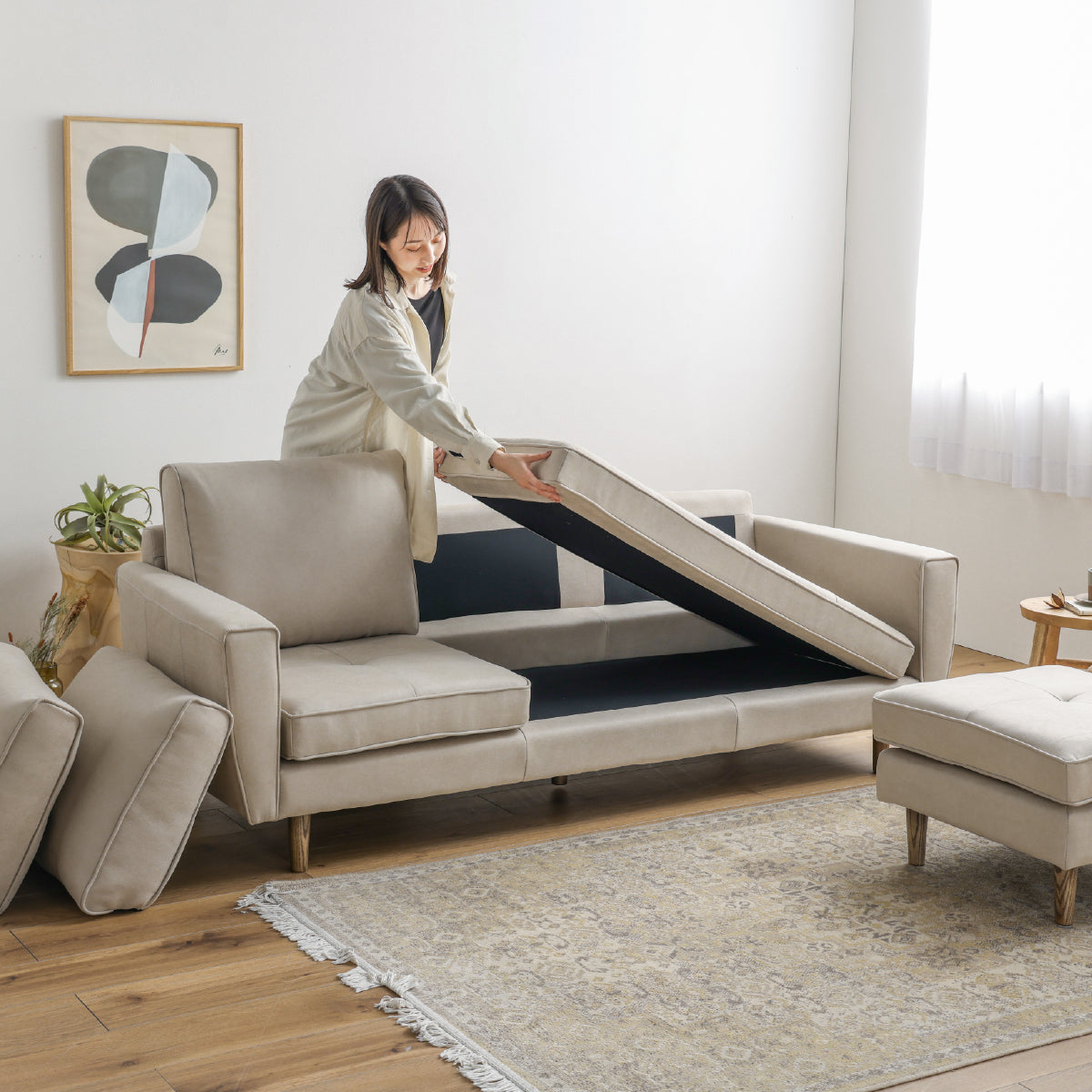 フリー　カウチソファ　幅199cm