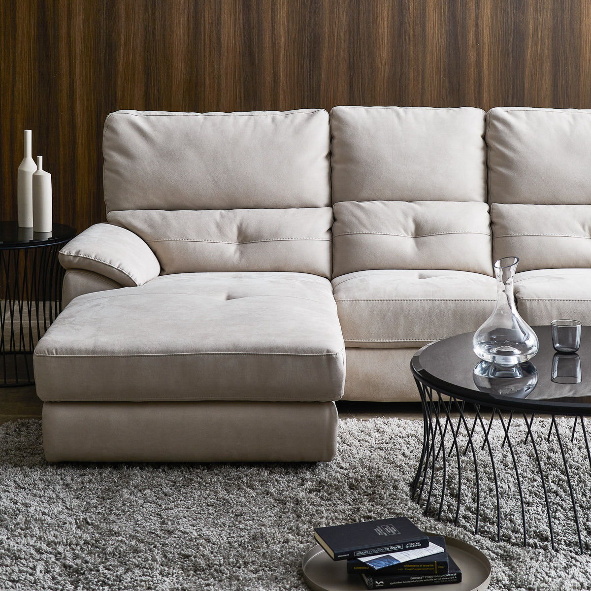 ドラゴ　右電動カウチソファ　幅242cm