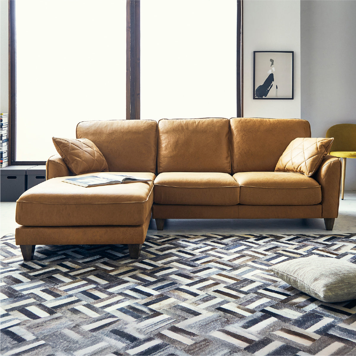 コロンバスⅡ　右カウチソファ　幅219cm