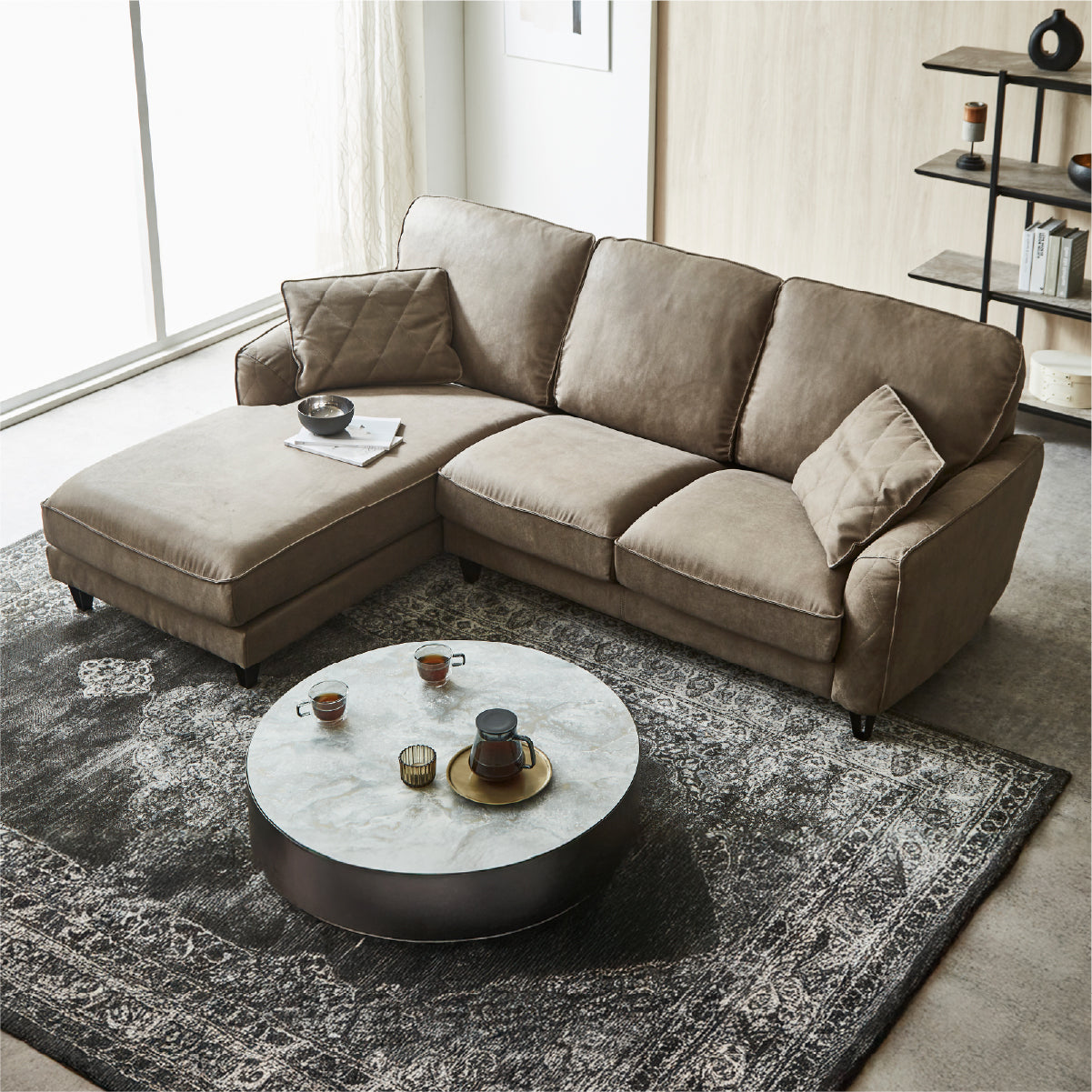 コロンバスⅡ　右カウチソファ　幅219cm