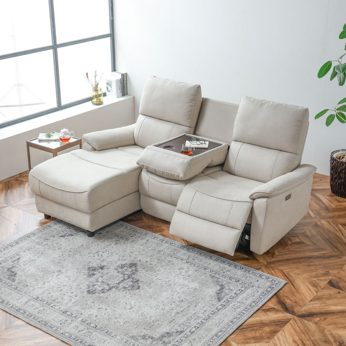 ジャグ　右電動カウチソファ　幅195cm