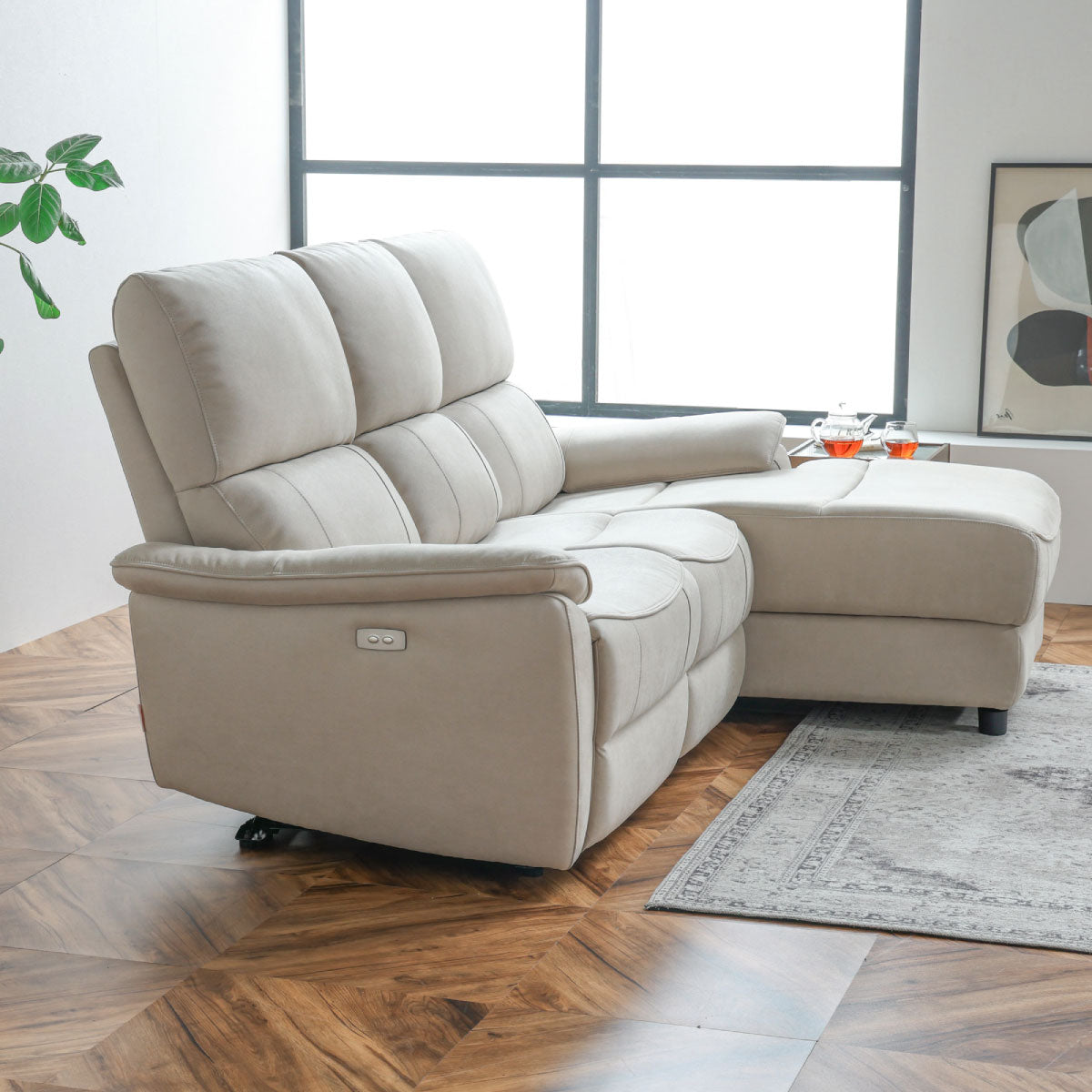 ジャグ　左電動カウチソファ　幅195cm