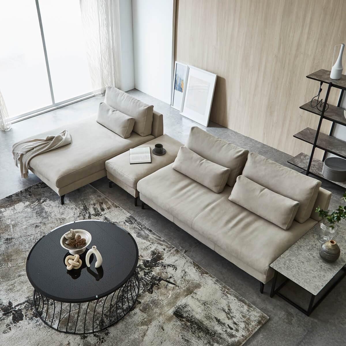 グラシエーロ　3点セット　2人掛け＆シェーズ＆オットマン